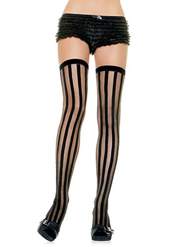 Black Striped Stockings By: Leg Avenue for the 2022 Costume season.