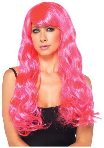 Neon Pink Long Wig By: Leg Avenue for the 2022 Costume season.