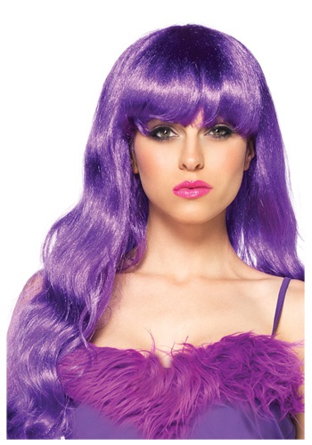 unknown Long Wavy Purple Wig