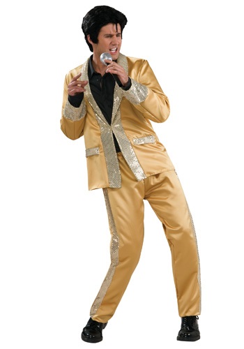Deluxe Gold Satin Elvis Costume -image