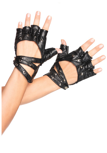 Studded Fingerless Gloves