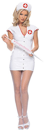 White Vinyl Nurse Costume