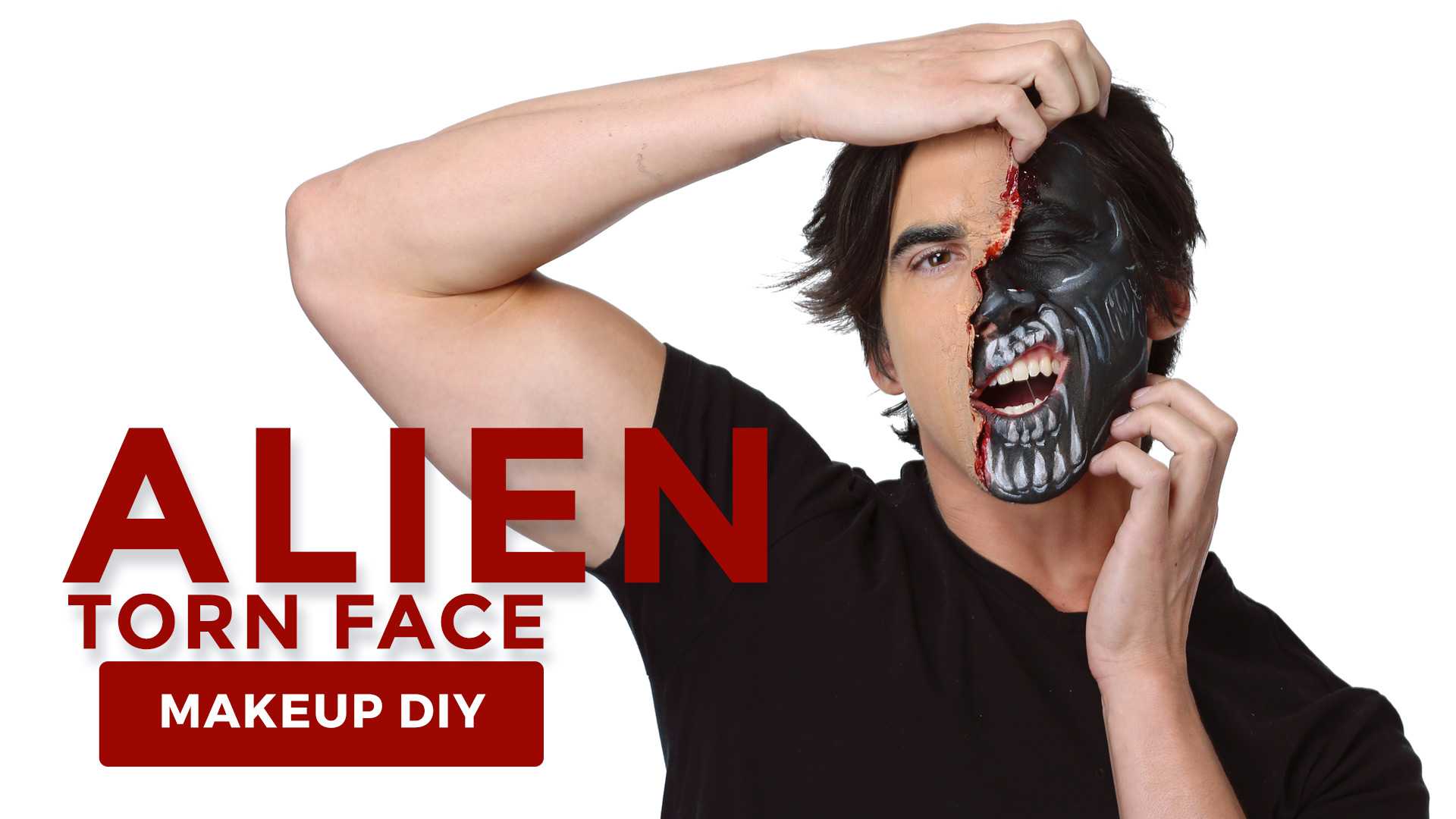 Alien Makeup Tutorial with Torn Face Effects