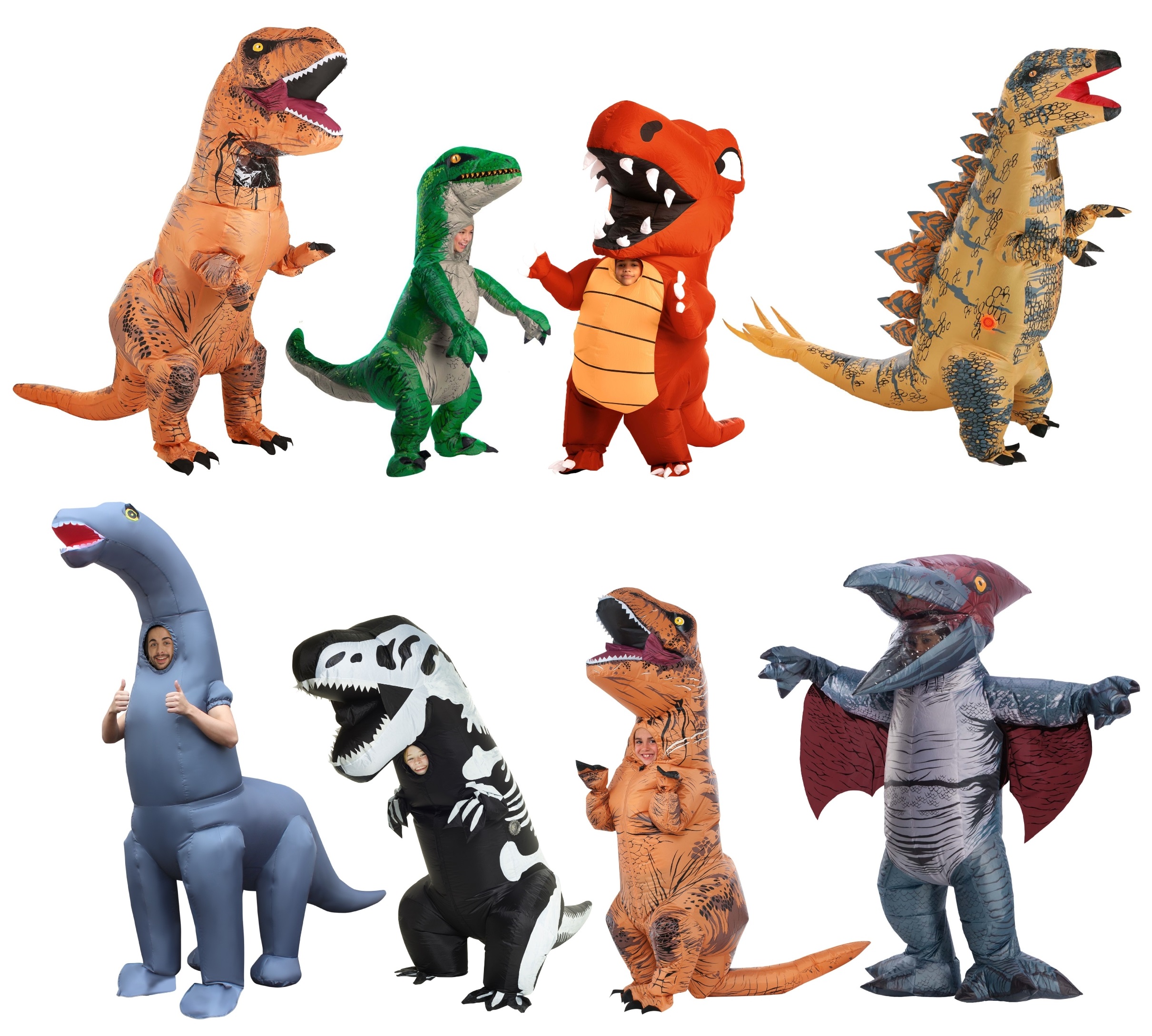 10 Colors T-rex Inflatable Dinnosaur Costume Jurassic Velociraptor Cosplay Suits