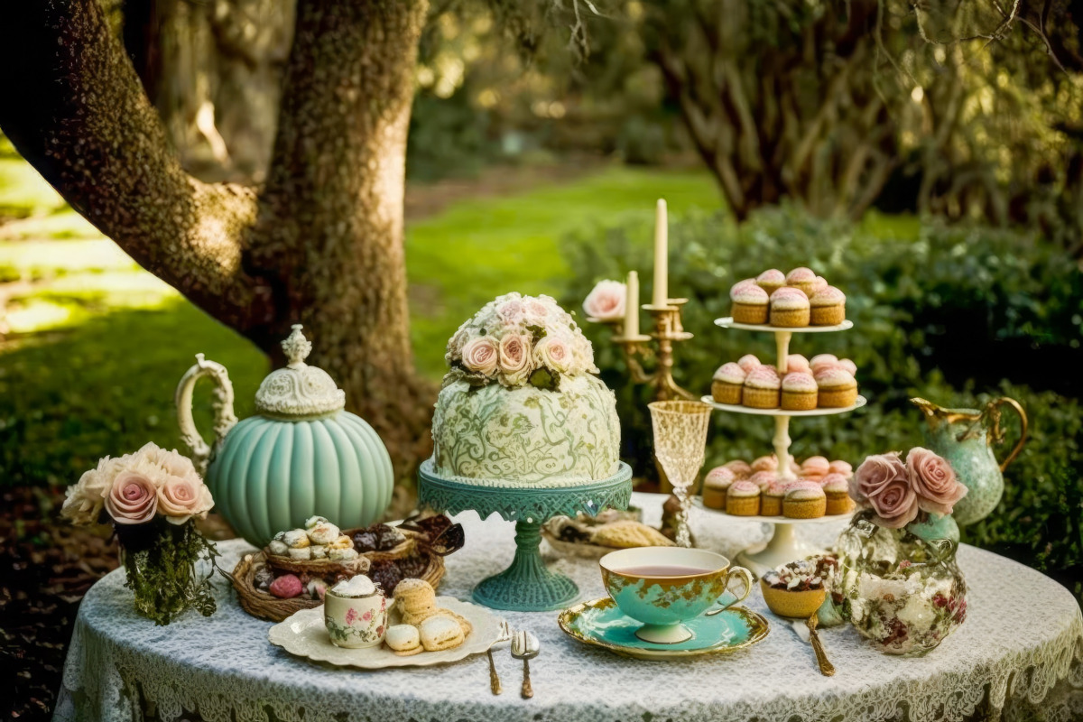 Alice in Wonderland party decor food table