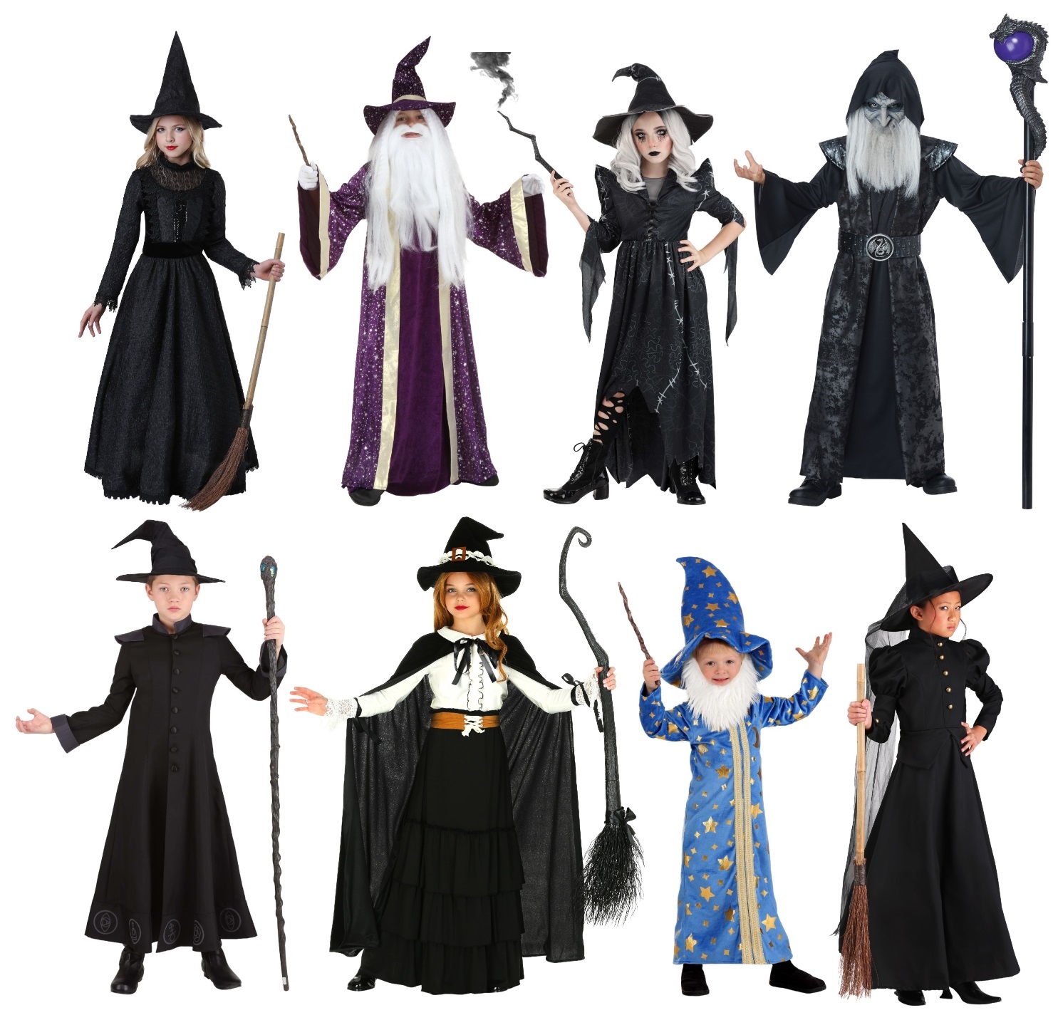Kids' Wizard and Witch Costumes