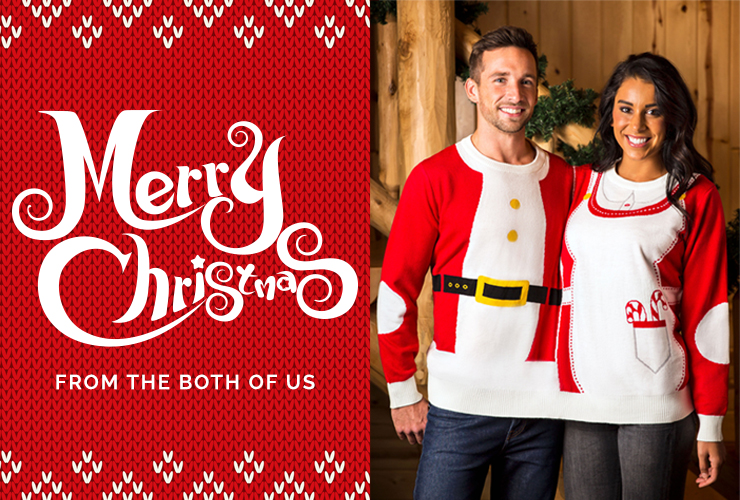 Two-Person Ugly Christmas Sweater Greeting Card Idea