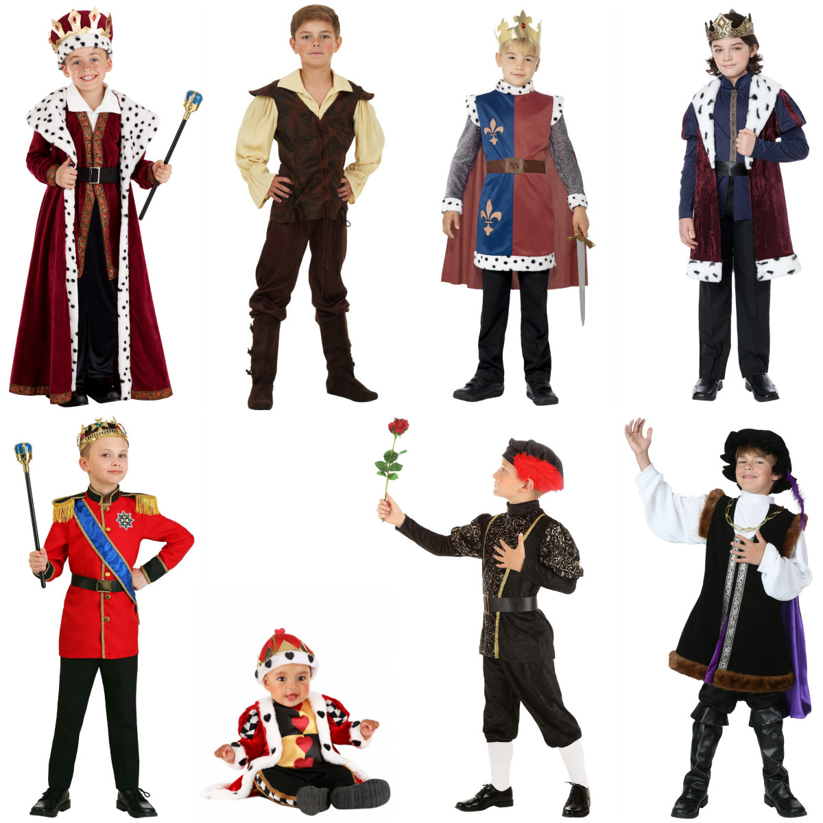 Child's Three Musketeers Renaissance Costume For Boys - Blue, Black, Red (RG Costumes)