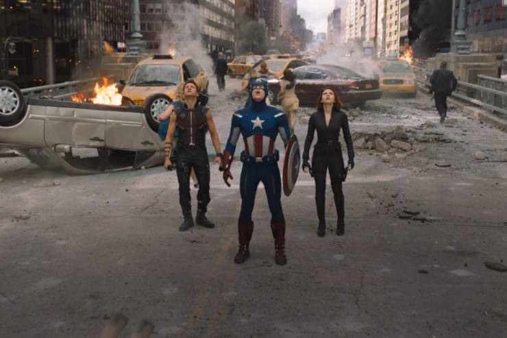 Hawkeye, Captain America, and Black Widow in The Avengers