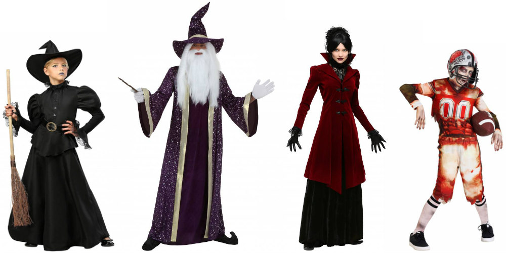 Traditional Halloween Costumes: Witch, Wizard, Vampire, and Zombie