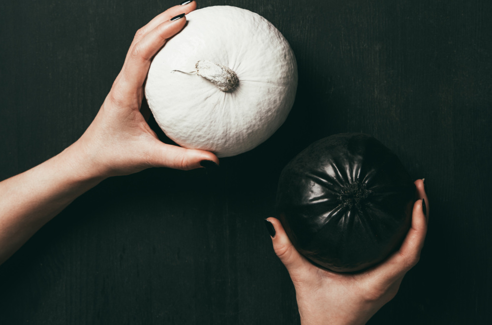 Black and White Pumpkin Decor