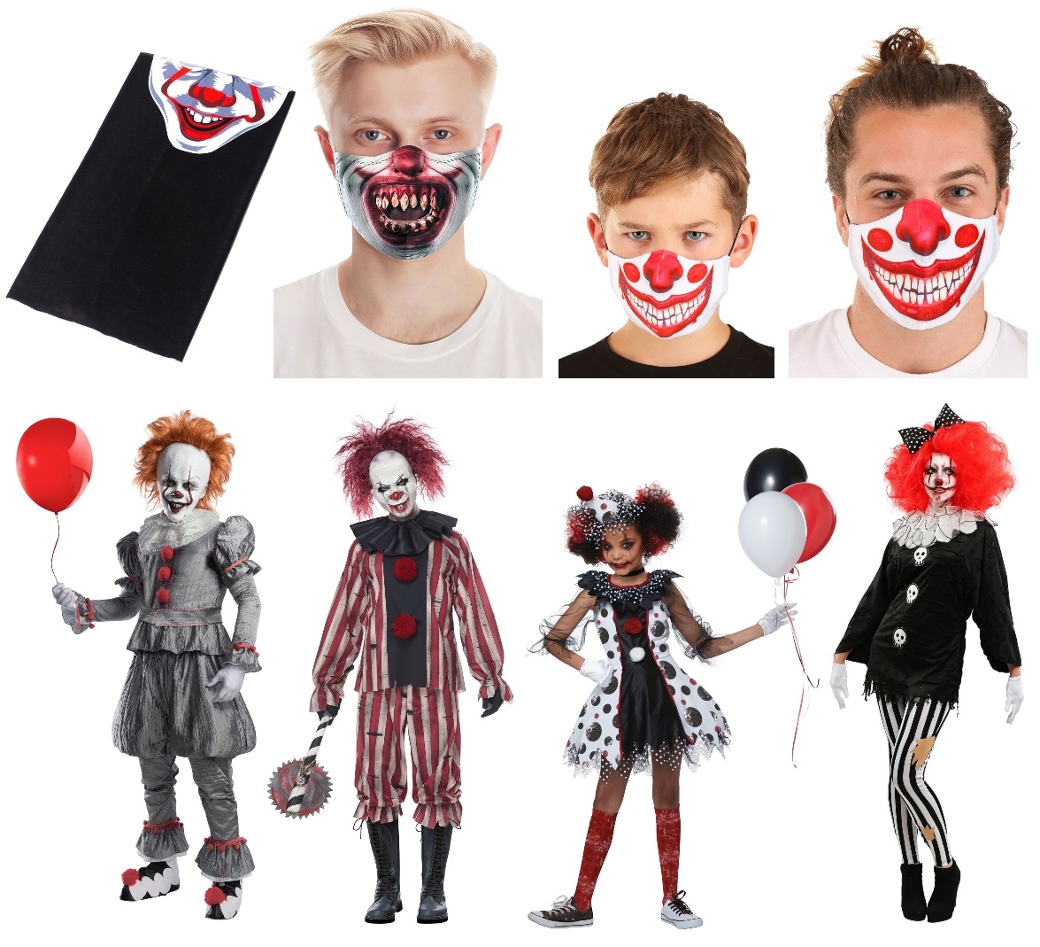 Scary Clown Masks and Costumes