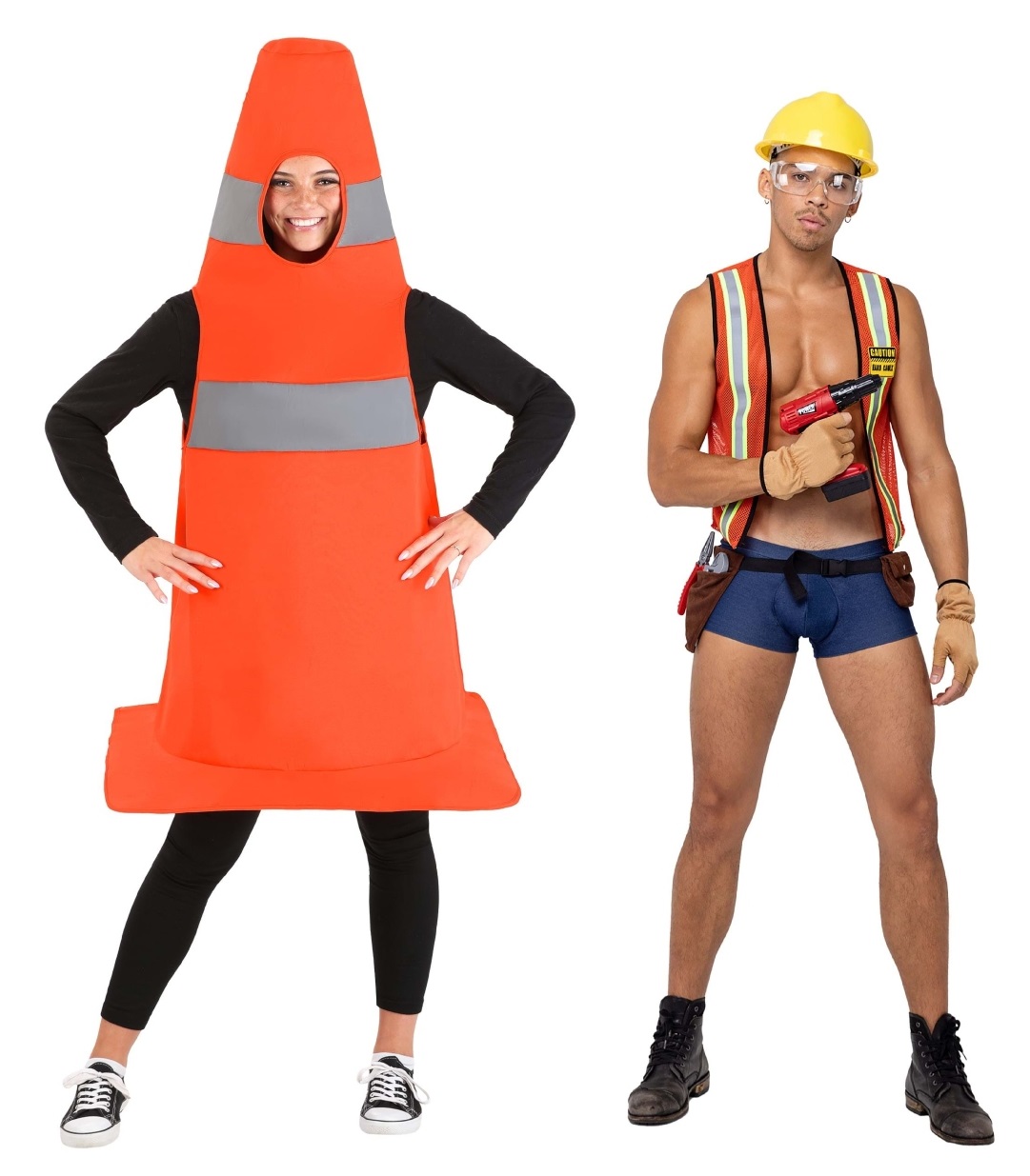 Traffic Cone and Construction Worker Costume