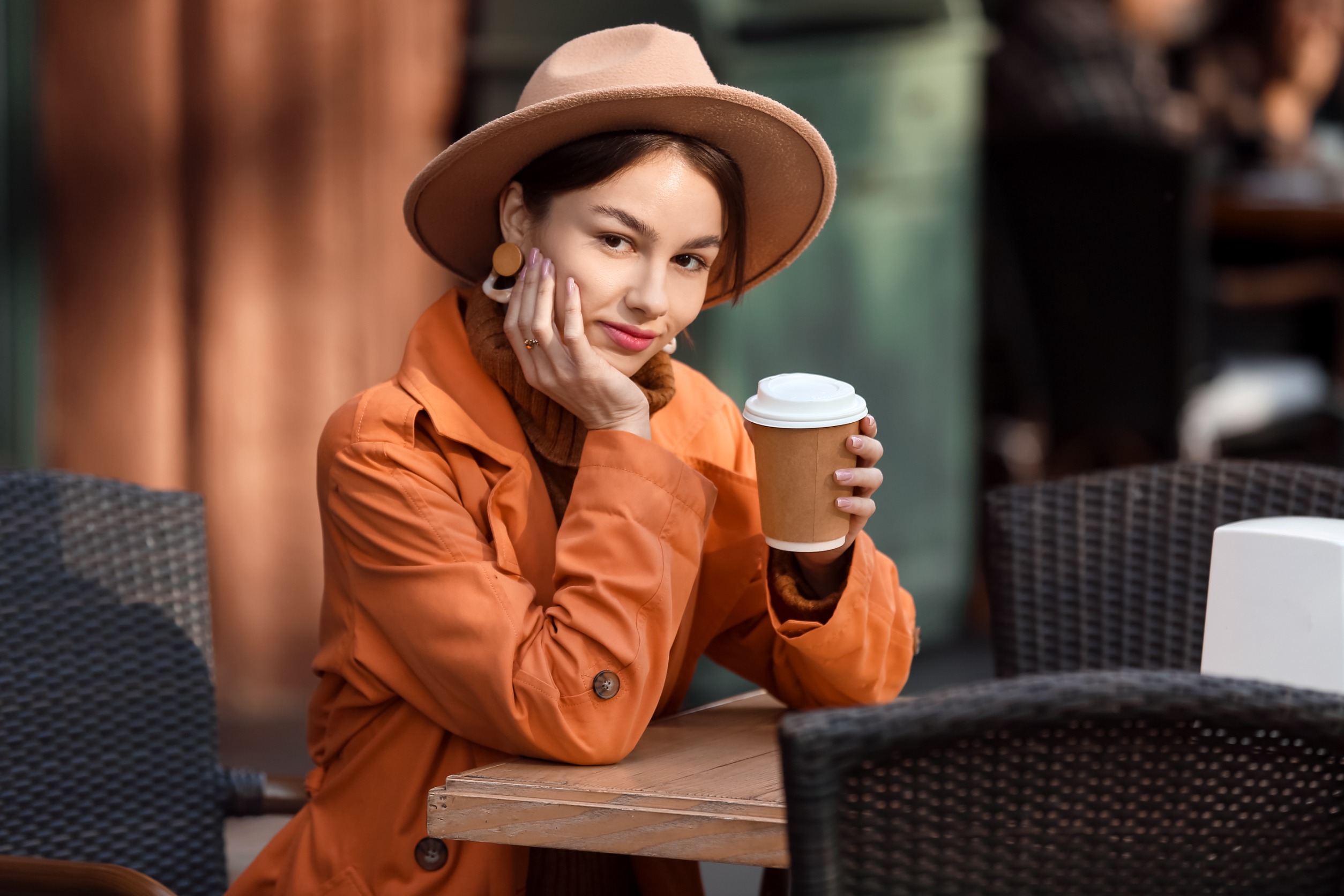 Woman in Orange Clothing