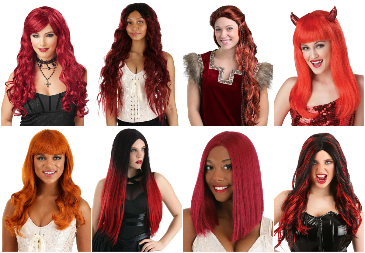 Ladies red outlet wigs