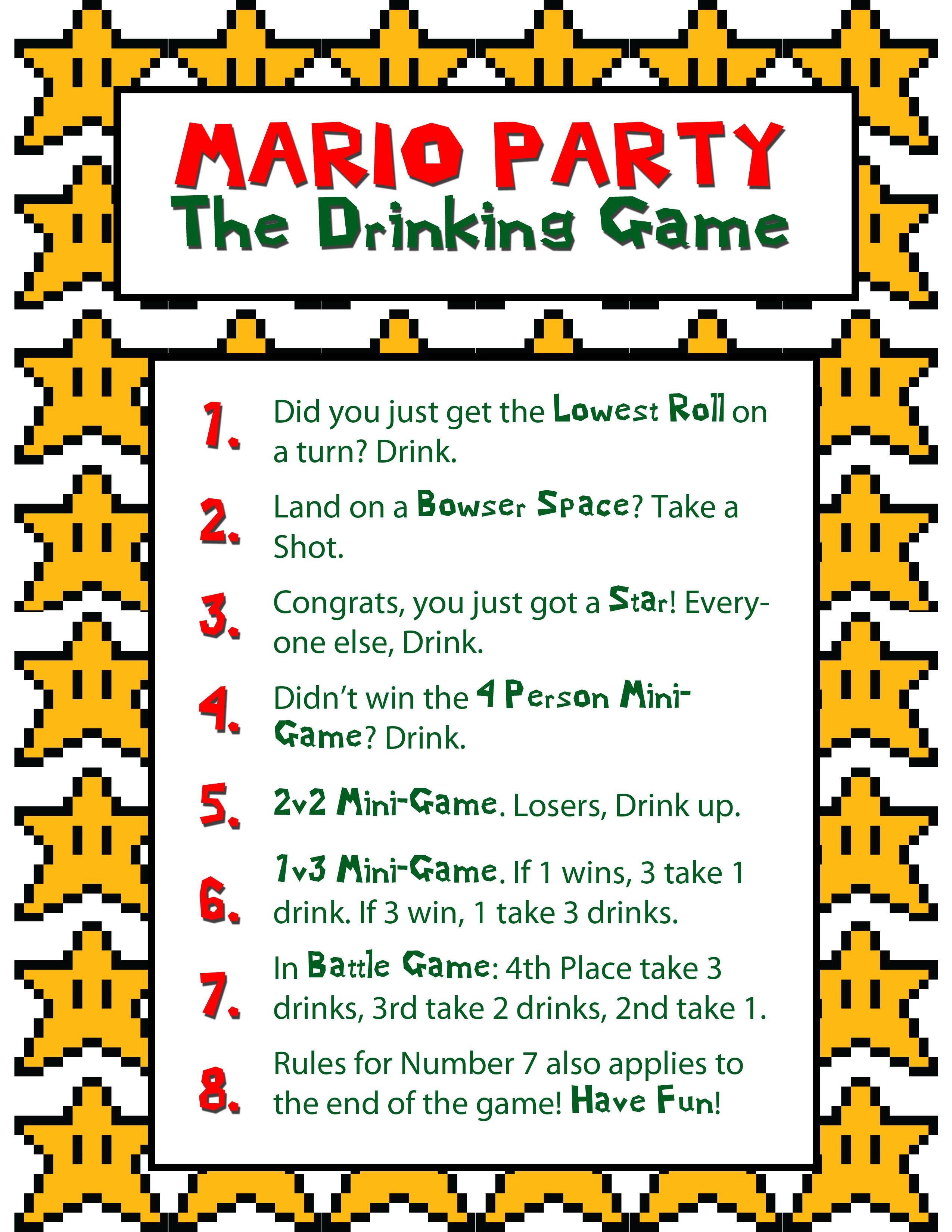 Mario Party Drinking Game