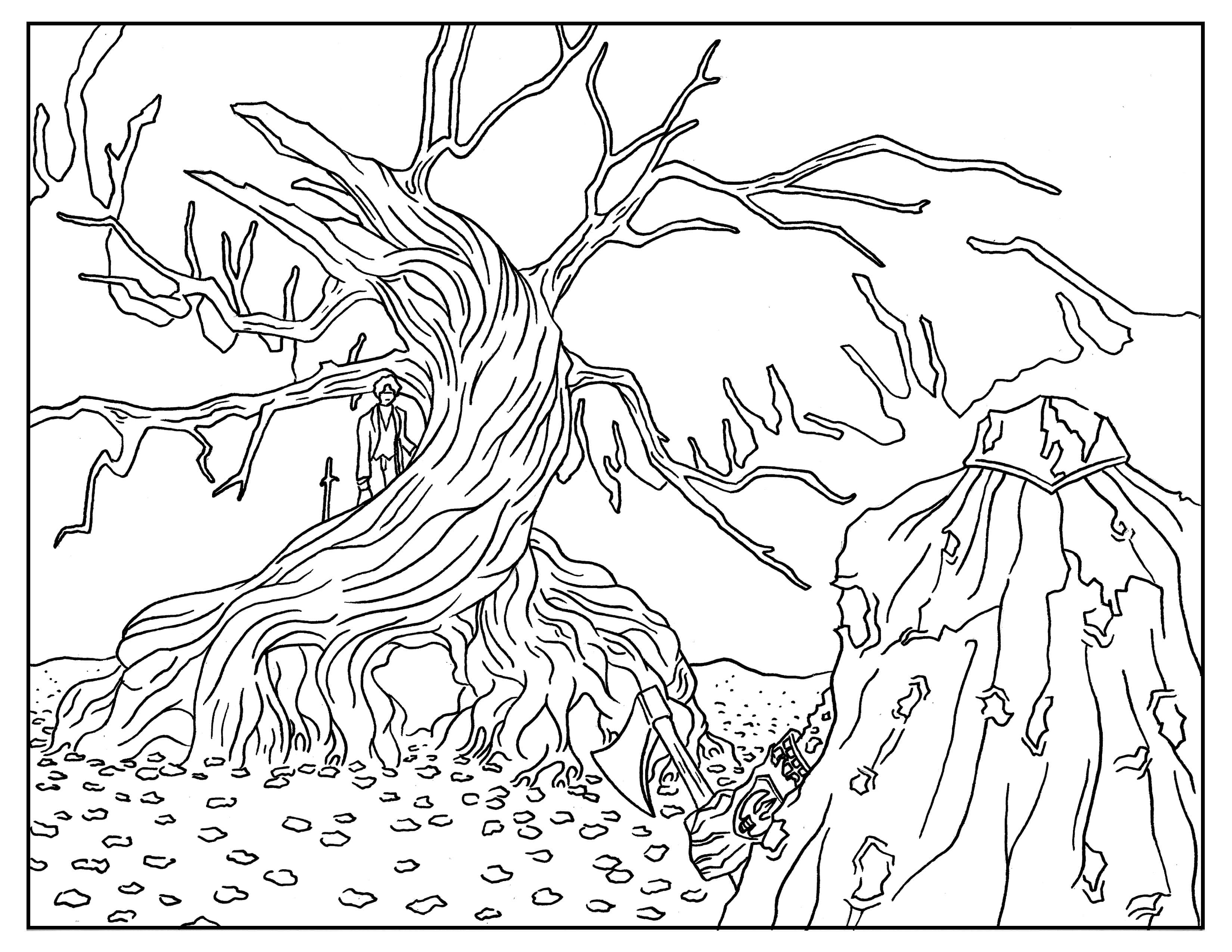 Sleepy Hollow Adult Coloring Book Page
