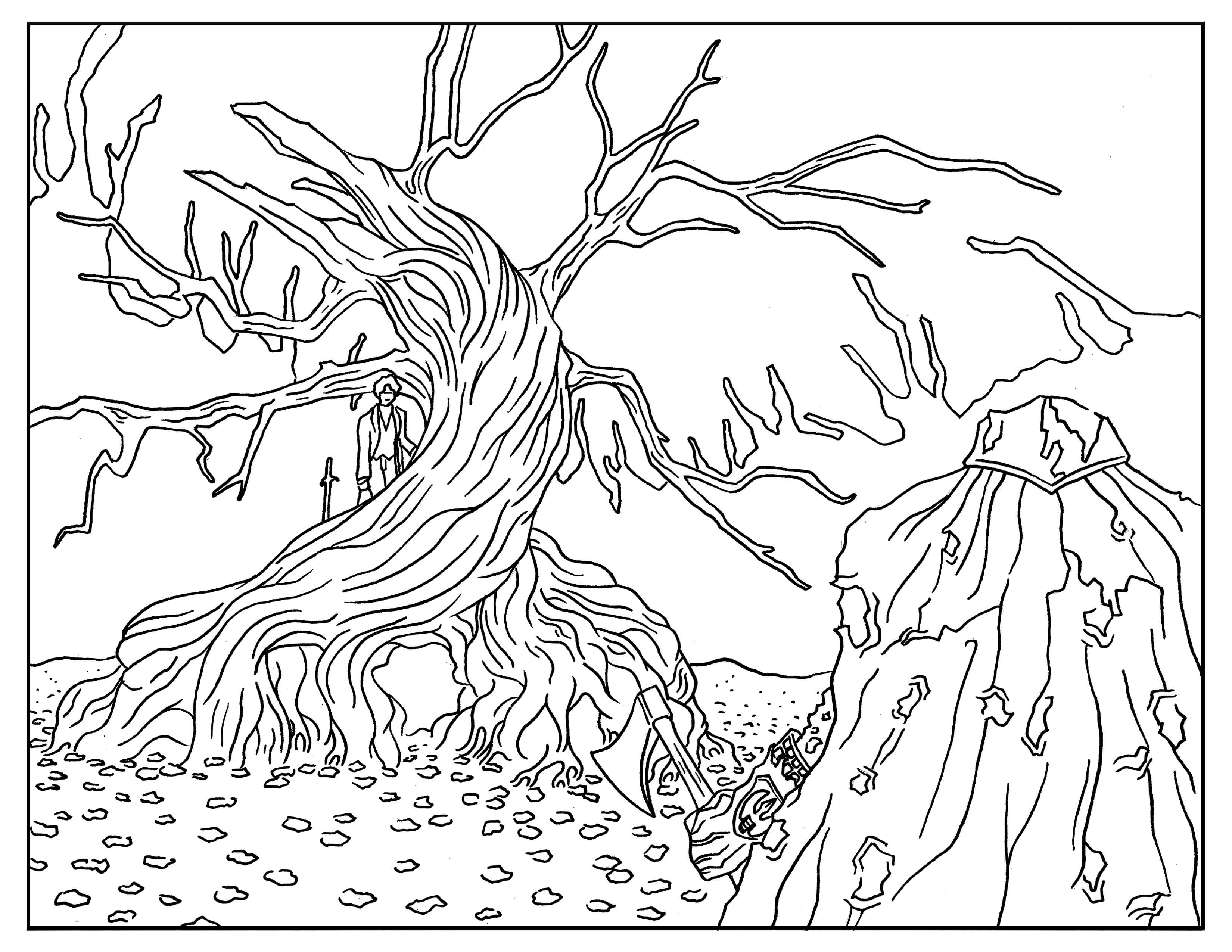 Sleepy Hollow Adult Coloring Book Page "