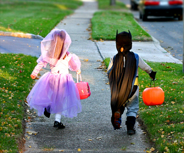 princess and batman trick or treating