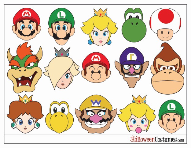 Printable Mario Kart Costumes for Gourds Miniature Pumpkins