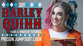 DIY Harley Quinn Makeup & Hair Tutorial – Suicide Squad Prison Jumpsuit ...