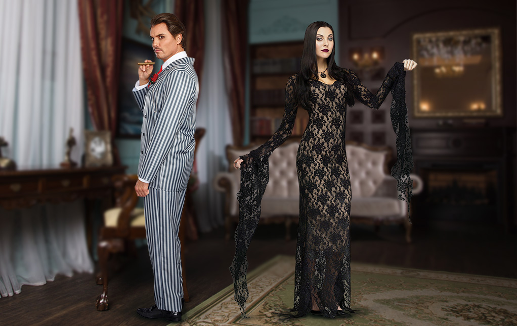 MORTICIA AND GOMEZ ADDAMS ADULT COSTUME - Snog The Frog