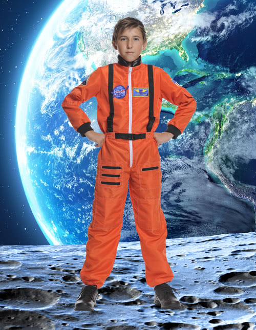 Kid's Orange Astronaut Jumpsuit Costume