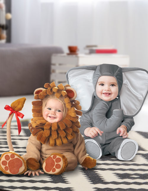 Baby Elephant and Lion Costumes
