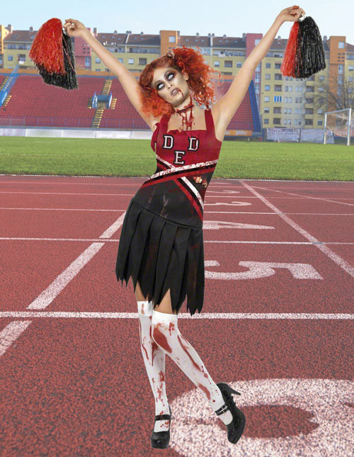 Black & Red Cheerleader Costume for Adults