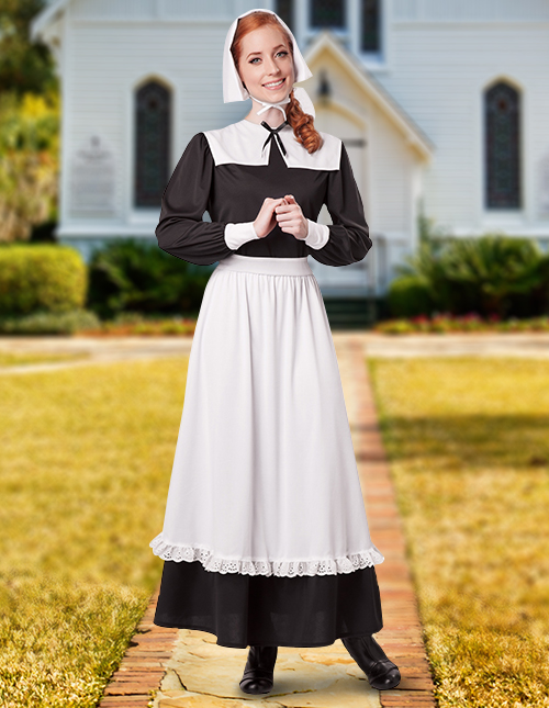 Women American Historical Clothing Pioneer Costume Modest Prairie Colonial  Dress 