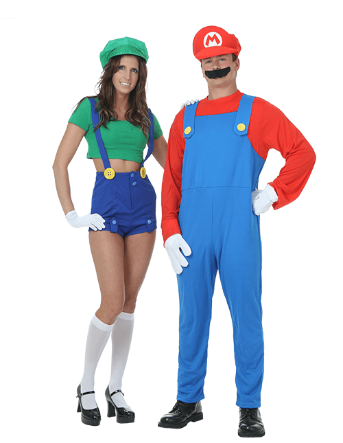 mario-and-luigi-costume-for-men-with-mini-peach-and-bowser  Couple  halloween costumes, Halloween outfits, Couple halloween