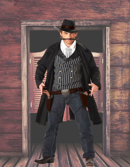 Western Cowboy Clint Eastwood Gunfighter Gun Slinger Halloween Costume Mens  