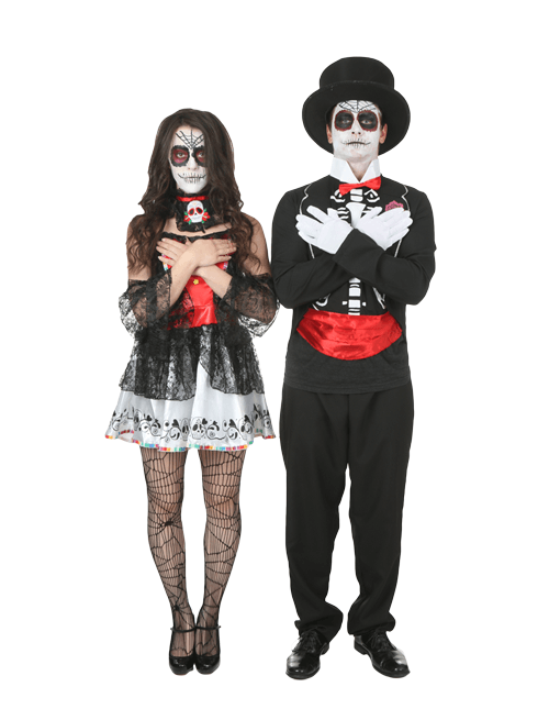Coffin Ready Day of the Dead Couples Costumes Coffin Ready Day of the Dead Couples Costumes