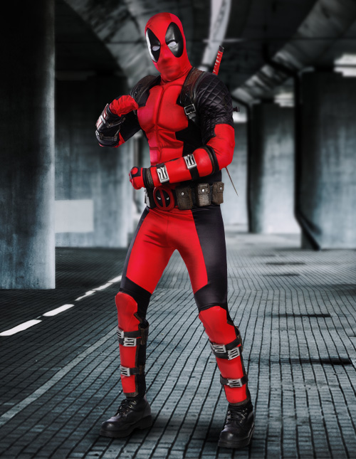 Cosplayitem Gants Complets Accessoires Costumes Héro pour Deadpool Halloween Jeux Masquerade Party Taille Unique, Rouge 