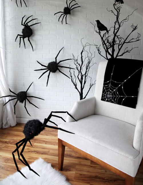 Outdoor Indoor Halloween Decoration Black Giant Spider Scary Haunted House COP
