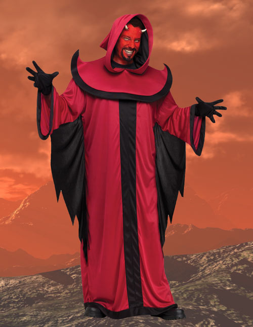 Mens Deluxe Devil Costume Adult Demon Halloween Satan Lord Fancy Dress Outfit