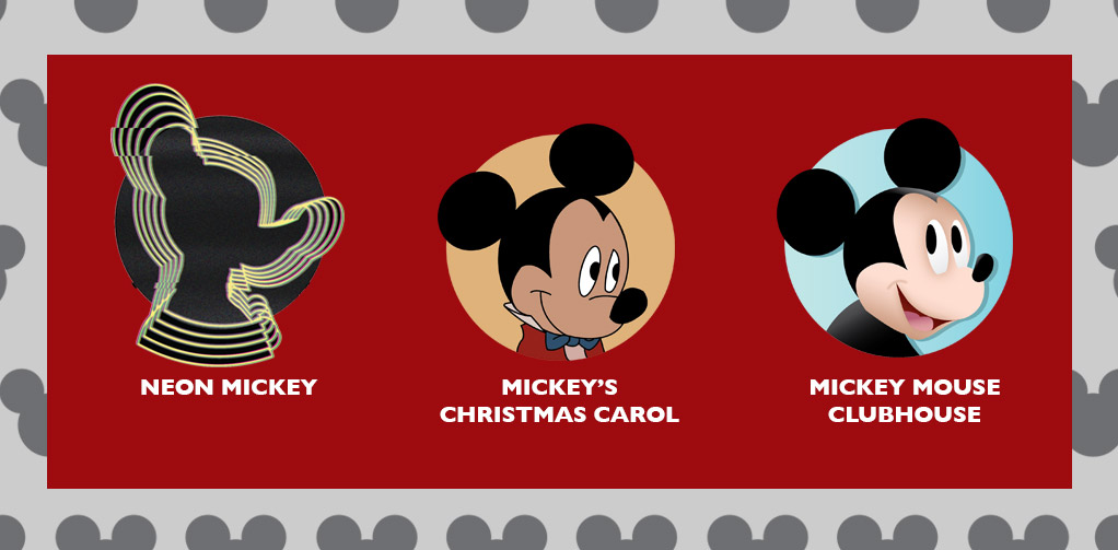 Neon Mickey, Mickey's Christmas Carol, and Mickey Mouse Clubhouse Neon Mickey, Mickey's Christmas Carol, and Mickey Mouse Clubhouse