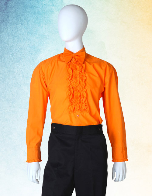 Orange Ruffled Tuxedo Shirt