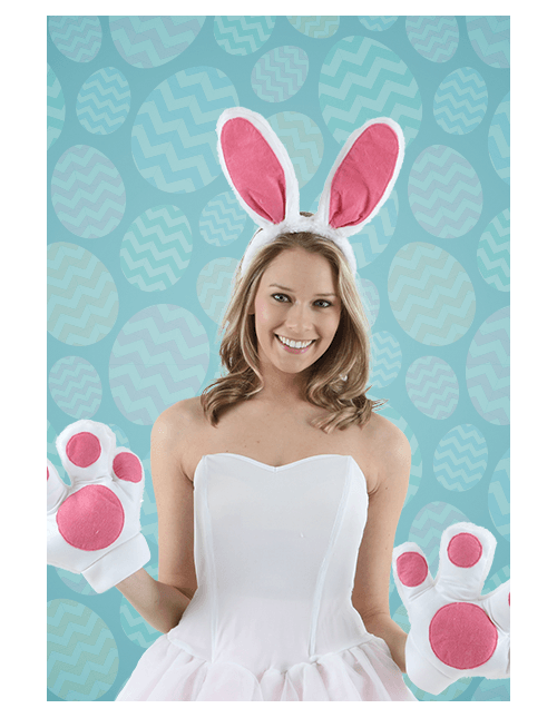 White Bunny Bendable Ears Headband Costume