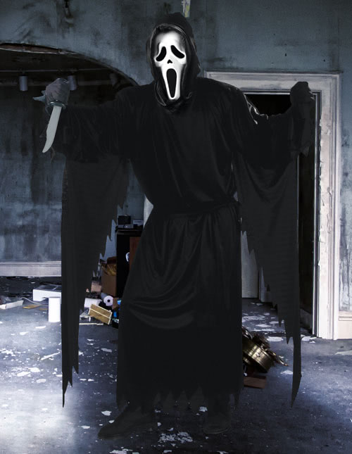 Men's Horror Zalgo Black/White Jumpsuit with Mask & Gloves Halloween  Costume, Assorted Sizes