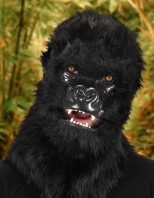 NWT Furry Gorilla Mouth Mover Mask  Realistic Planet of Apes Costume Faux Fur 
