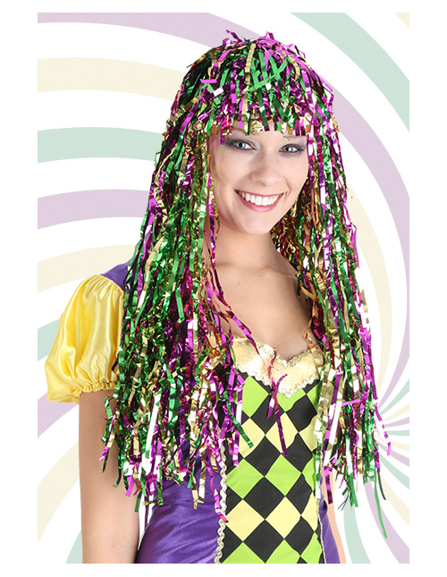 Mardi Gras Tinsel Wig