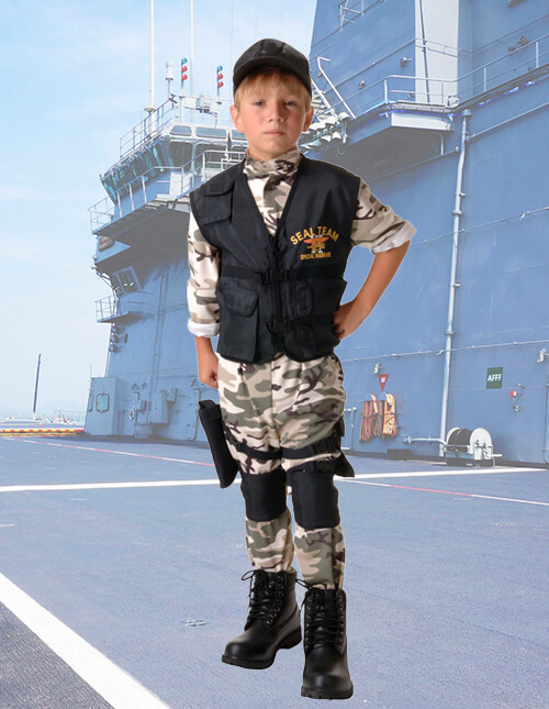 thumbnail image 2 of Army Costume For Boys - Military Halloween Costume With Accessories For Kids 3-12 Years 2 of 9
