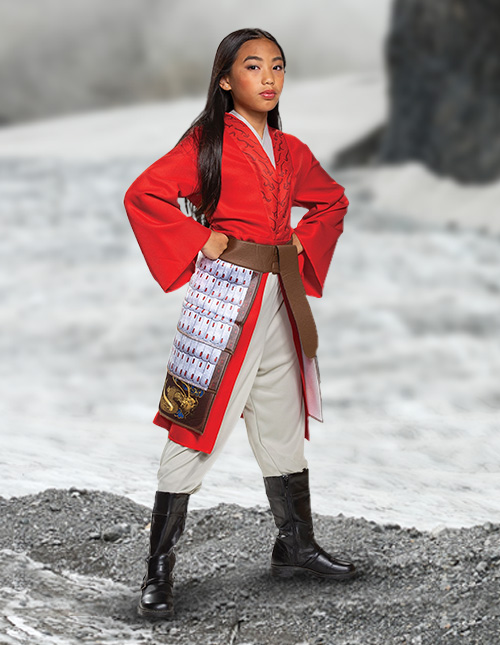 Mulan Girl's Deluxe Hero Red Costume 