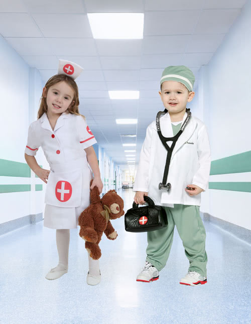 Surgeon Costume and Toddler Nurse 