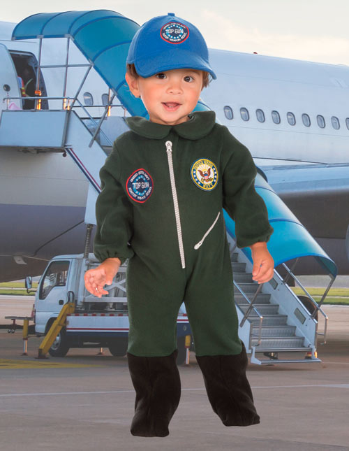 Airplane Pilot with Brown Flying Sunglasses Mascot Costume People