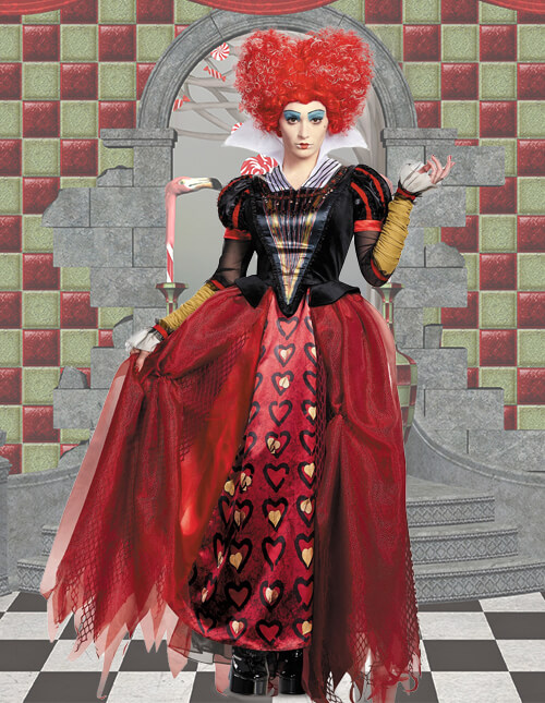 Queen of Hearts Costume Adult Alice in Wonderland Halloween Fancy Dress 