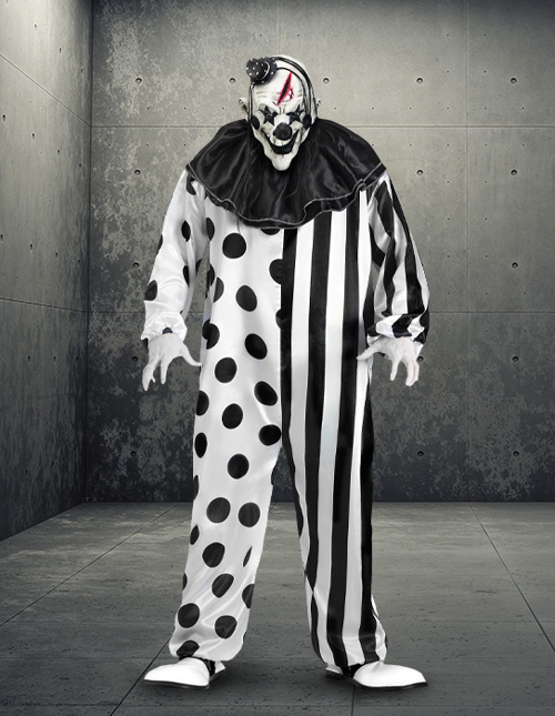 Men Creepy Killer Clown Ronald Costume Halloween Scary Horror Yellow Fancy Dress 