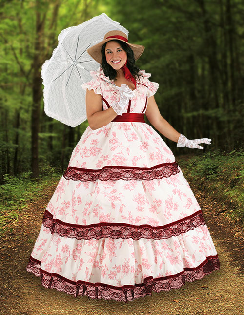 HalloweenCostumes.com Small Women Colonial Dress Women's Costume, White/Pink