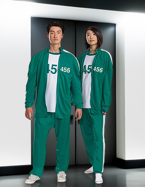 Become a Squid Game player in this Player 456 Track Suit costume –